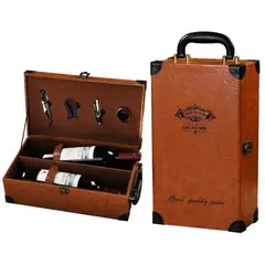 KUANGYE - Caja De Regalo Para Vinos Maleta De Cuero Con Accesorios