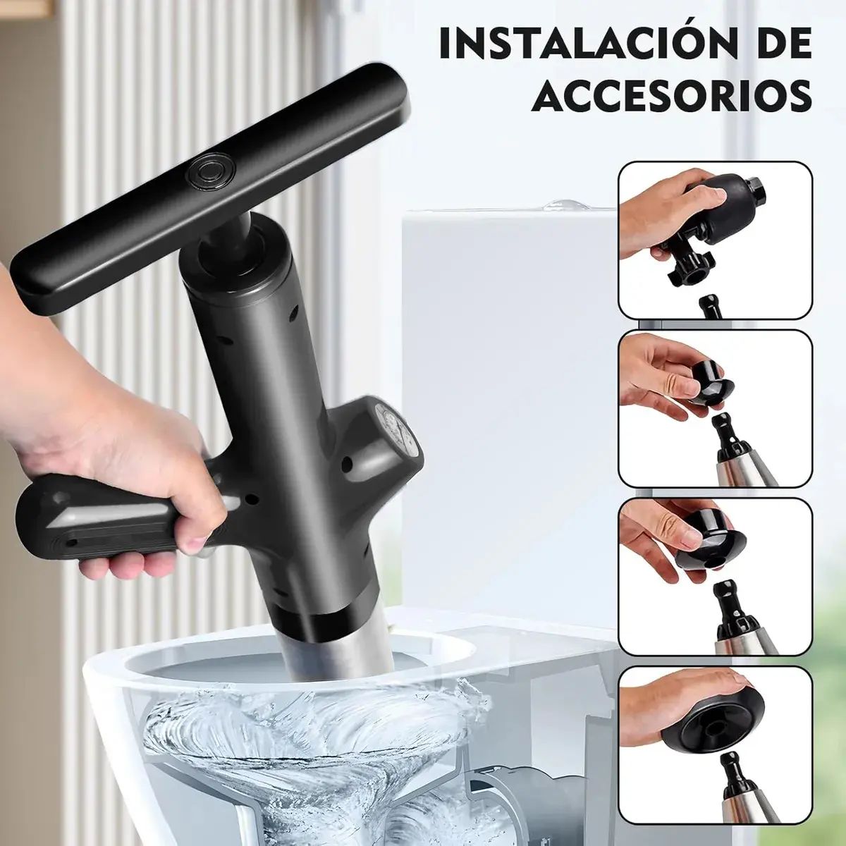 GENERICO - Bomba Destapacaños Sopapos Con Barómetro Para Baño Y Cocina