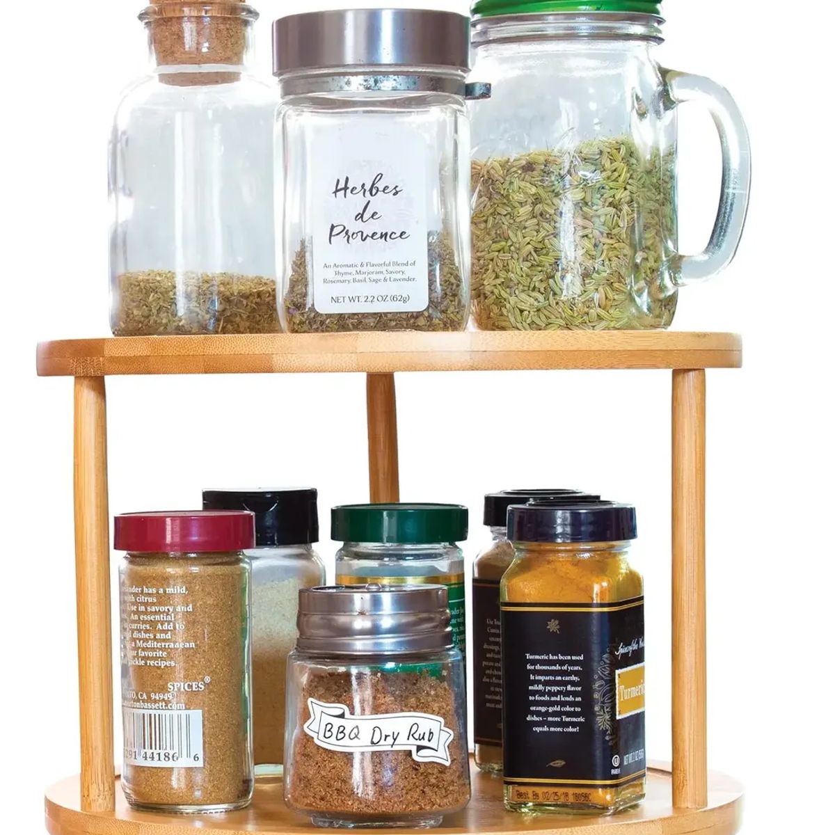 GENERICO - Estante 2 Niveles De Bambu Organizador De Cocina Giratorio
