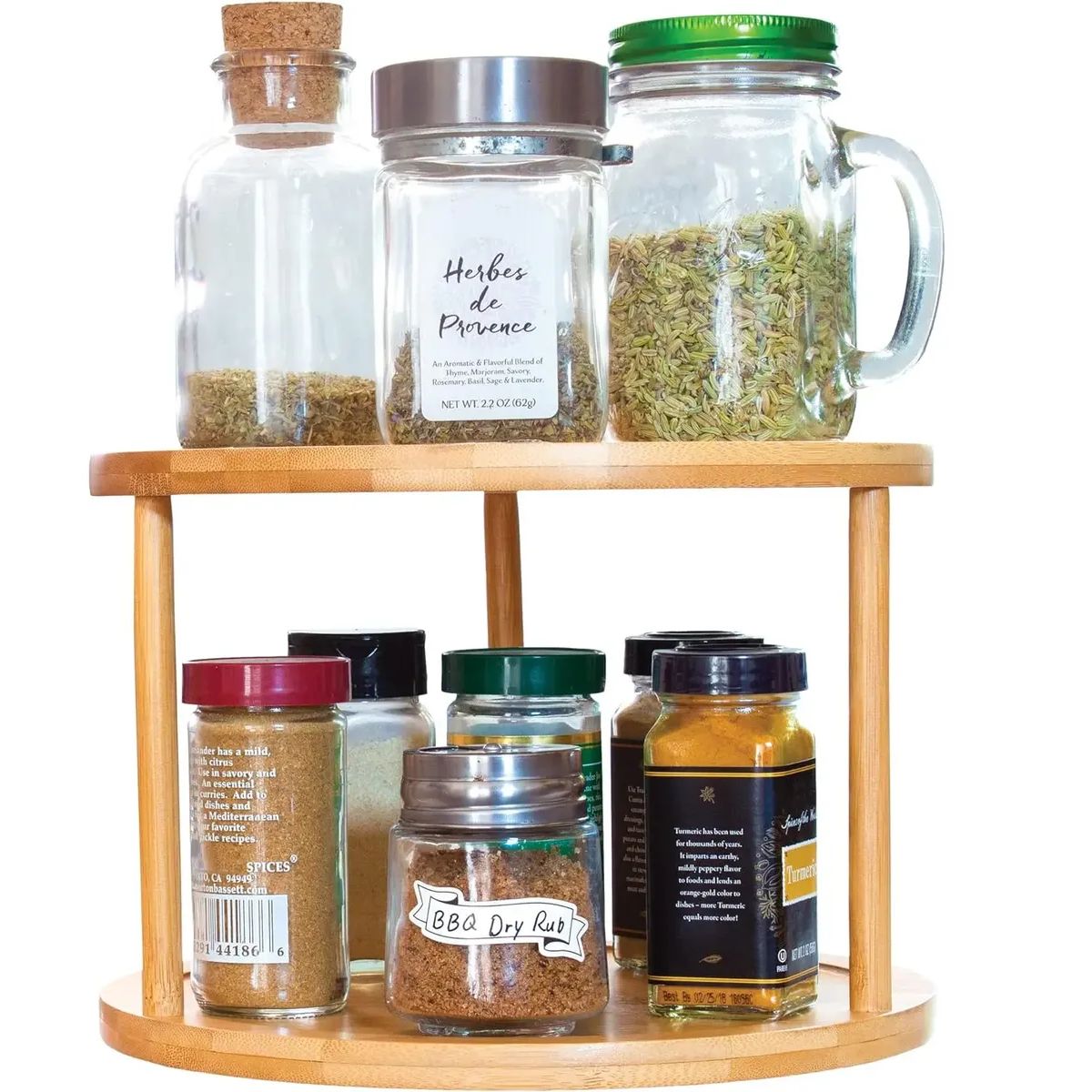 GENERICO - Estante 2 Niveles De Bambu Organizador De Cocina Giratorio