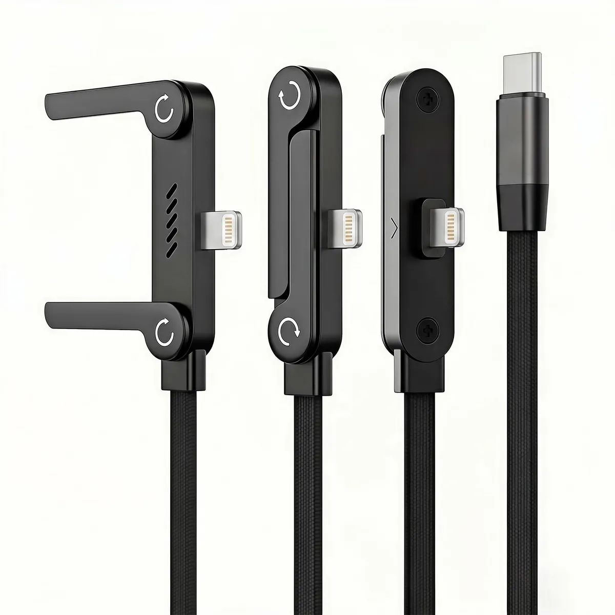 RENVMEXY - Cable 30W Tipo‑C a Lightning 1.5m con Soporte Plegable, Codo Anti‑obstrucción, Trenzado para iPhone