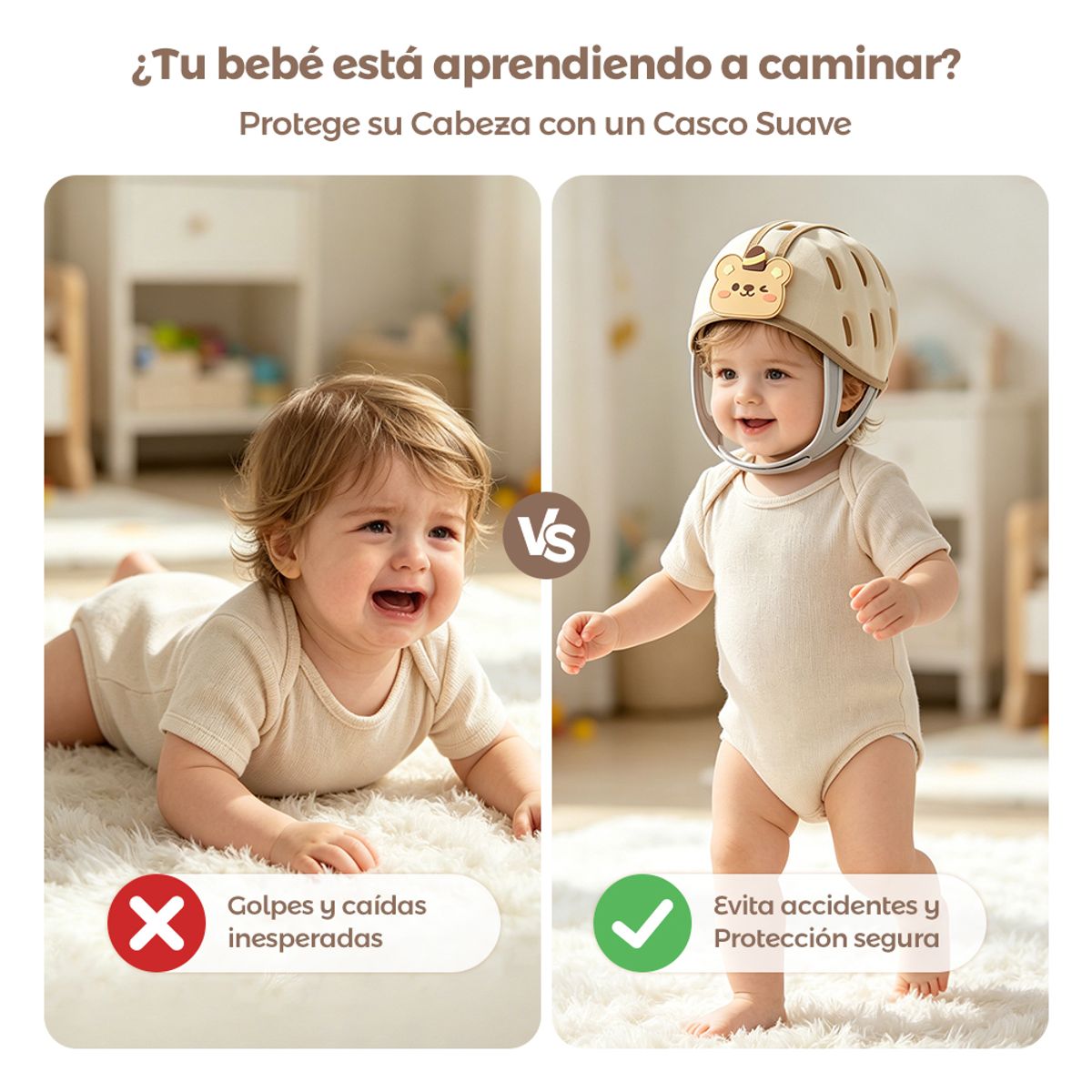 ZSPK - Casco Protector Antigolpes 360° Ajustable y Transpirable para Bebé 6 meses a 6 años
