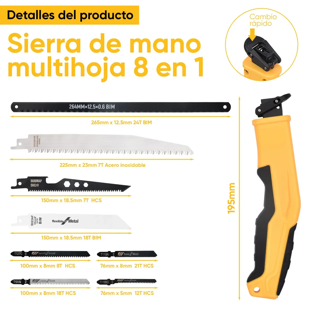 AIZO - 8 in 1 Serrucho Carpintero Metal   acero