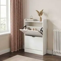 ELEMENT DESIGN - Zapatero Organizador 2 Puertas Abatibles Blanco 50x17x85 cm Moderno