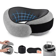 AIZO - Cojín Cervical Viaje Ergonómico 360 Espuma Memory Foam Portátil i