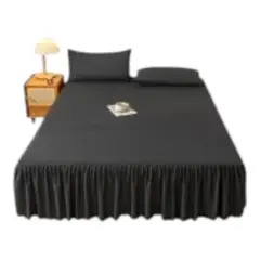 GENERICO - Faldones De Cama 1.5 Plazas Color Negro