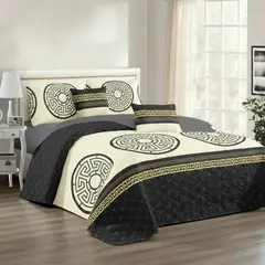 GENERICO - CUBRECAMA DE VERANO KING QUILT CELESTE DISEÑO GRIEGO TFCC656