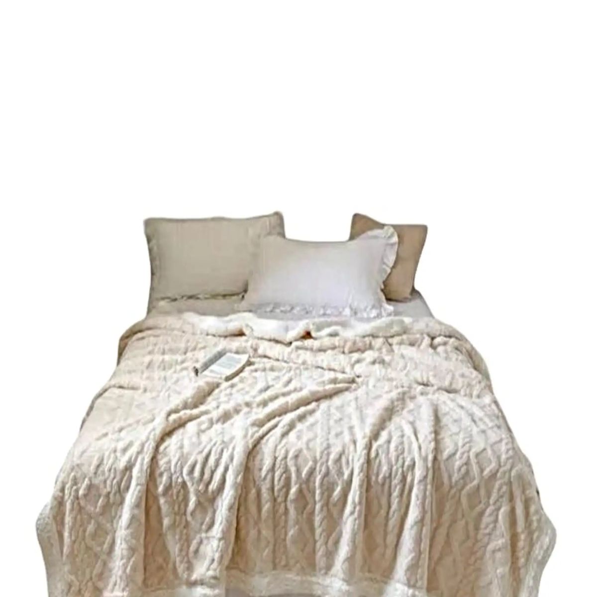 GENERICO - Frazada Exclusive 2 Plazas: Elegancia Texturizada y Confort Térmico BEIGE CLARO