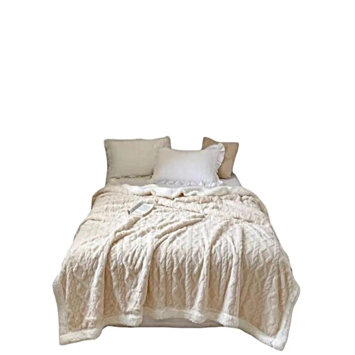 GENERICO - Frazada Exclusive 2 Plazas: Elegancia Texturizada y Confort Térmico BEIGE CLARO