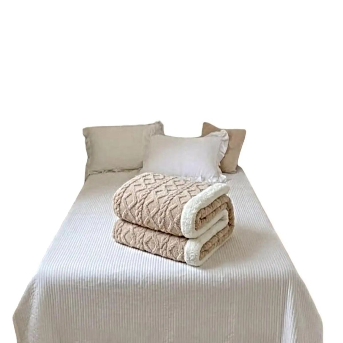 GENERICO - Frazada Exclusive 2 Plazas: Elegancia Texturizada y Confort Térmico BEIGE CLARO