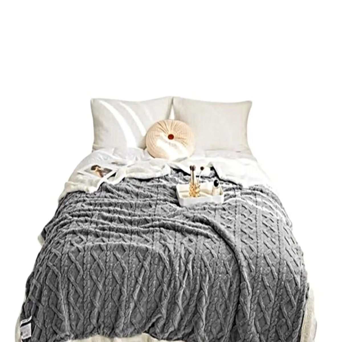 GENERICO - Frazada Exclusive 2 Plazas: Elegancia Texturizada y Confort Térmico GRIS