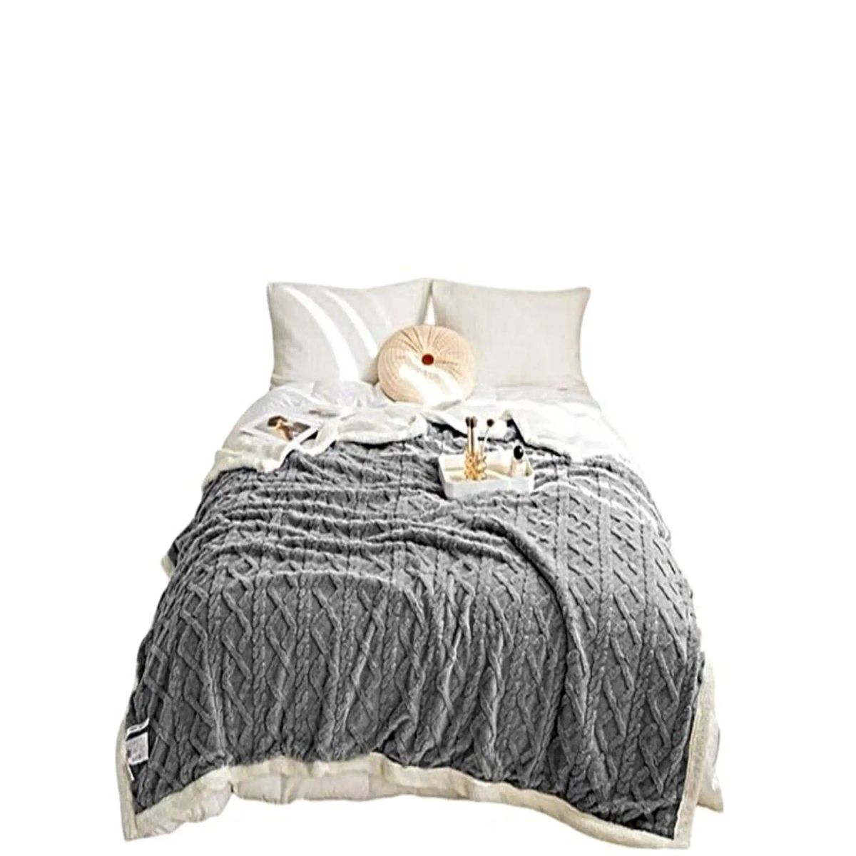 GENERICO - Frazada Exclusive 2 Plazas: Elegancia Texturizada y Confort Térmico GRIS