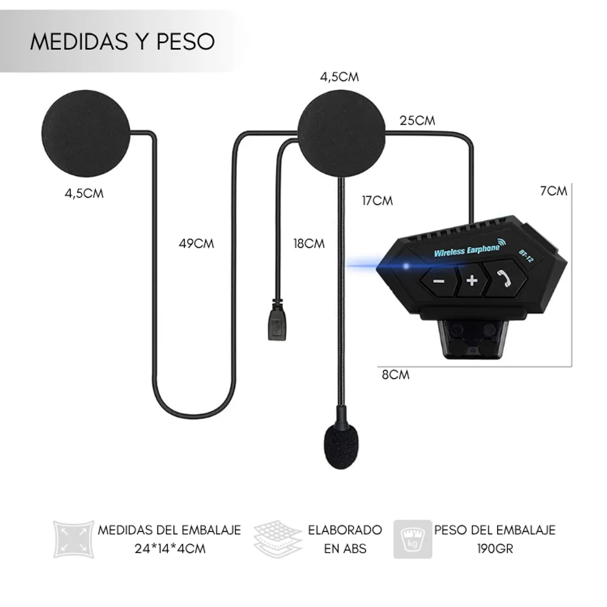 GENERICO - Intercomunicador Manos Libres Para Casco Auricular Bluetooth