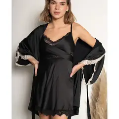 MI PLACARD - BATA ESTILO KIMONO ALINA NEGRA