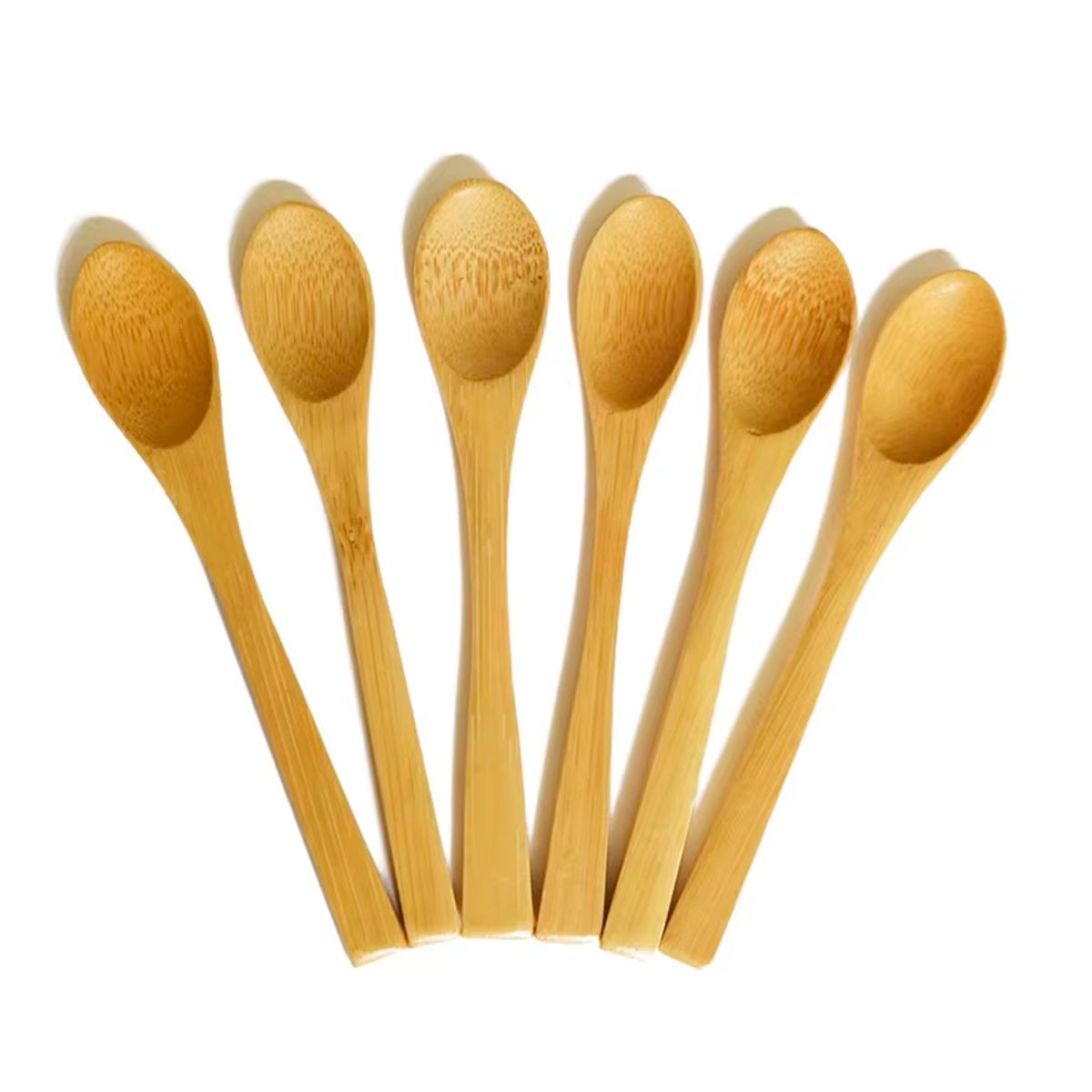 WAKESHOME - Set 6 Cucharas Bambu Natural Reutilizable Cucharita Salsas