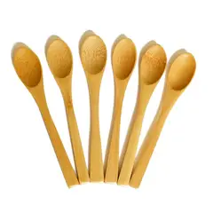 WAKESHOME - Set 6 Cucharas Bambu Natural Reutilizable Cucharita Salsas