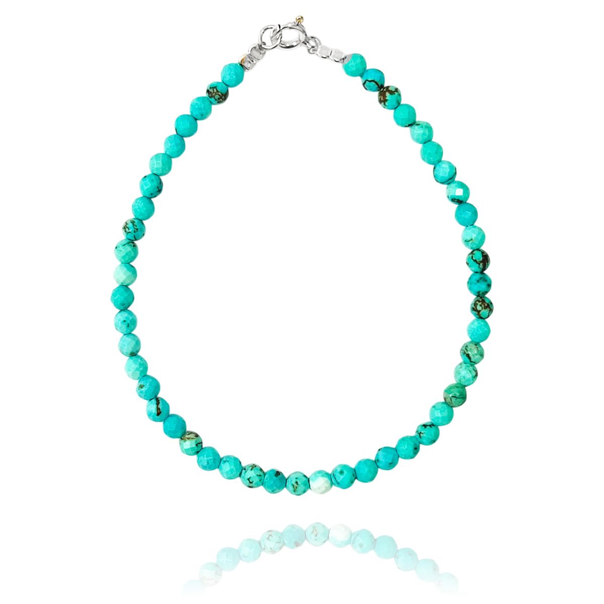 COGGIOLA - Pulsera Turquesa Facetada 3mm Plata Fina 925