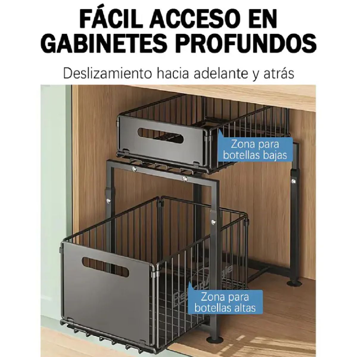 GENERICO - Estante Organizador Multiuso Deslizante Cocina Baño 2 Piso