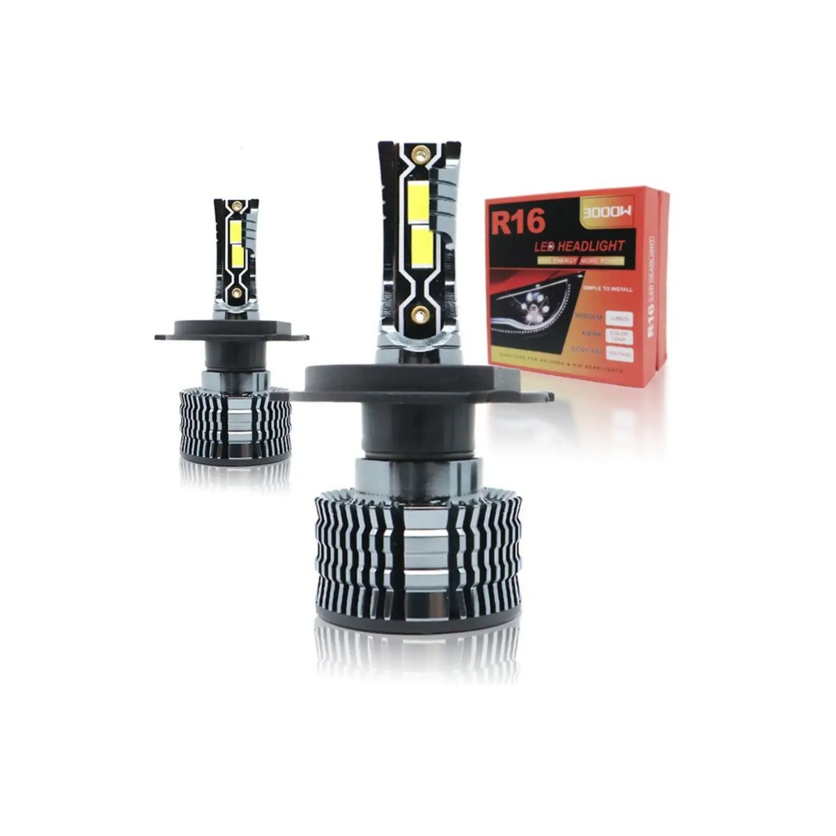 GENERICO - Pack Luces Turbo Led R16 3000w 30.000 Lúmenes Autos Camión H4
