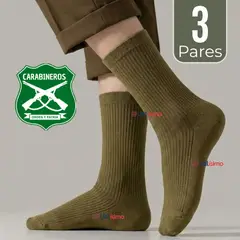 UTILISIMO - Pack 3 Pares Calcetines Carabineros Verde 65% Algodón Uniformado Transpirable