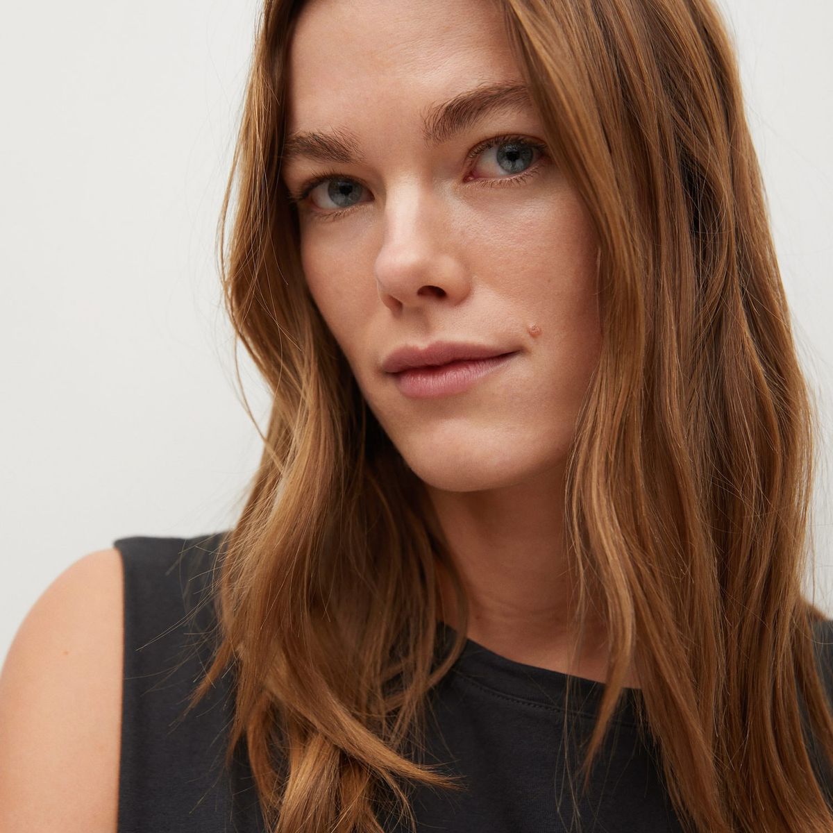 MANGO - Polera Sin Mangas 100% Algodón Klein Mujer