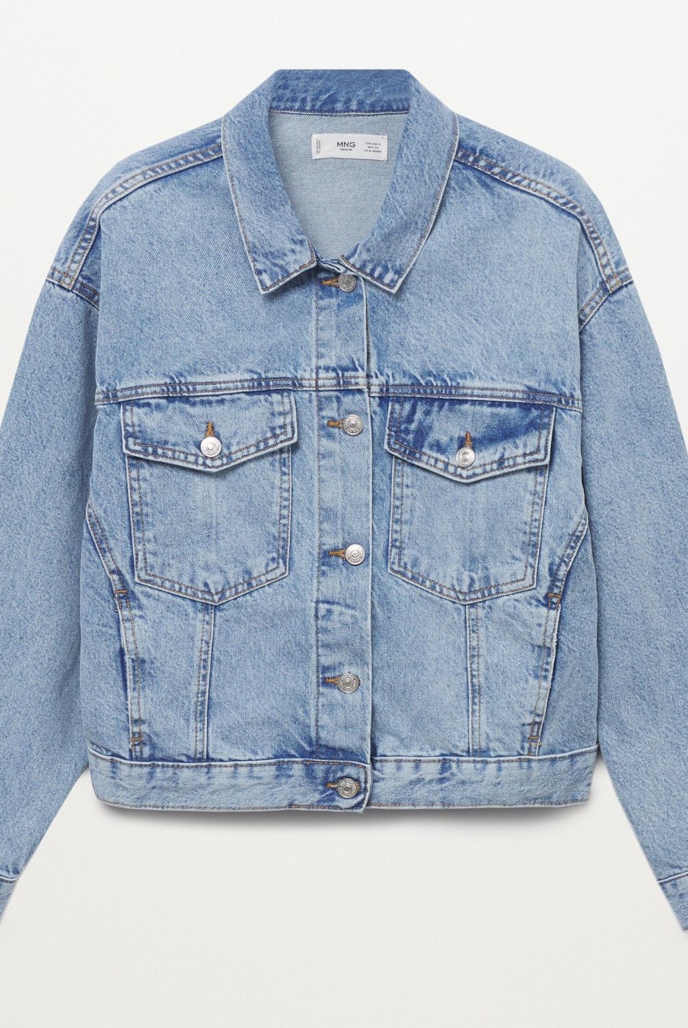 MANGO - Chaqueta Denim Oversize Corta Algodón Sustentable Mujer