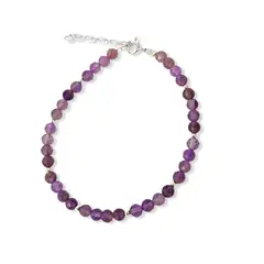 COGGIOLA - Pulsera Amatista Facetada 4mm Bolita Plata Fina 925