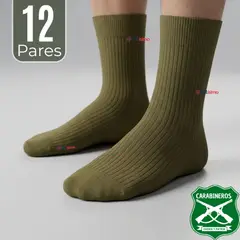 UTILISIMO - Pack 12 Pares Calcetines Carabineros Verde 65% Algodón Uniformado Transpirable