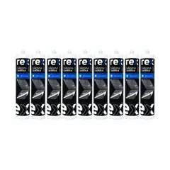 REX - Pack 9 Silicona Acética Blanca con Fungicida Cartucho 300 ml