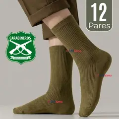 UTILISIMO - Pack 12 Pares Calcetines Carabineros Verde 65% Algodón Uniformado Transpirable