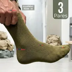 UTILISIMO - Pack 3 Pares Calcetines Táctico Militar Verde 65% Algodón Transpirables