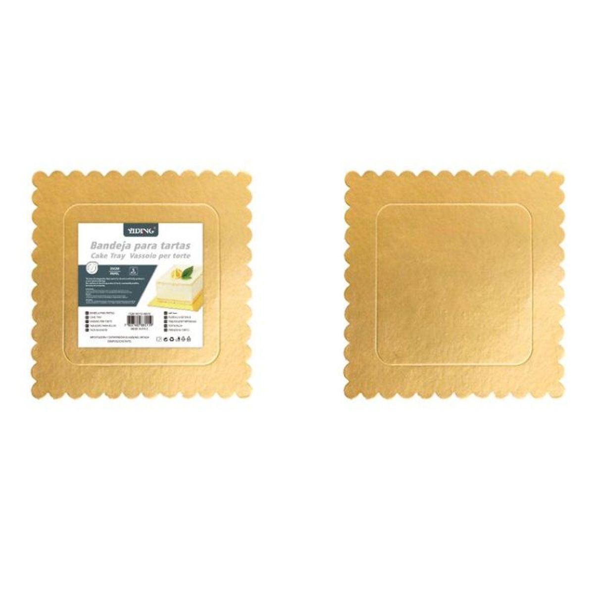 GENERICO - Bandejas Para Tartas Cuadradas - 35cm, Dorado, Pack De 5 PCS