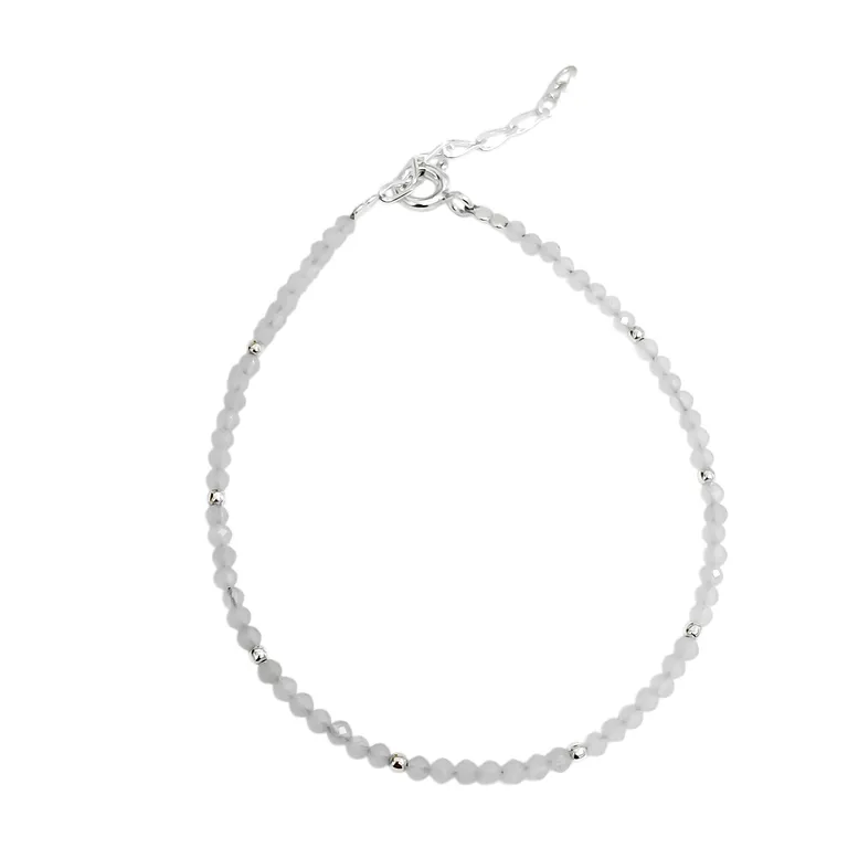 Pulsera Aguamarina Bolita Plata Fina 925 Celeste TALLA UNICA