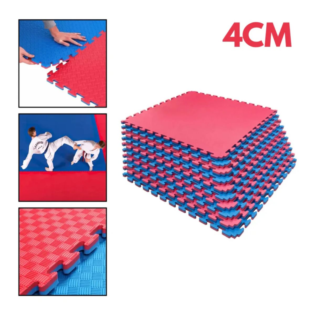 HOMEBRANDT - Pack 10 Plancha Tatami 100cm X 100cm X 4Cm Rojo Y Azul