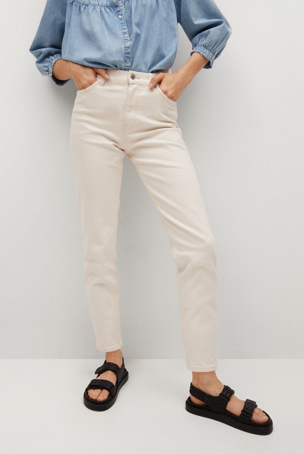 MANGO - Jeans Mom Newmom Tiro Alto Mango