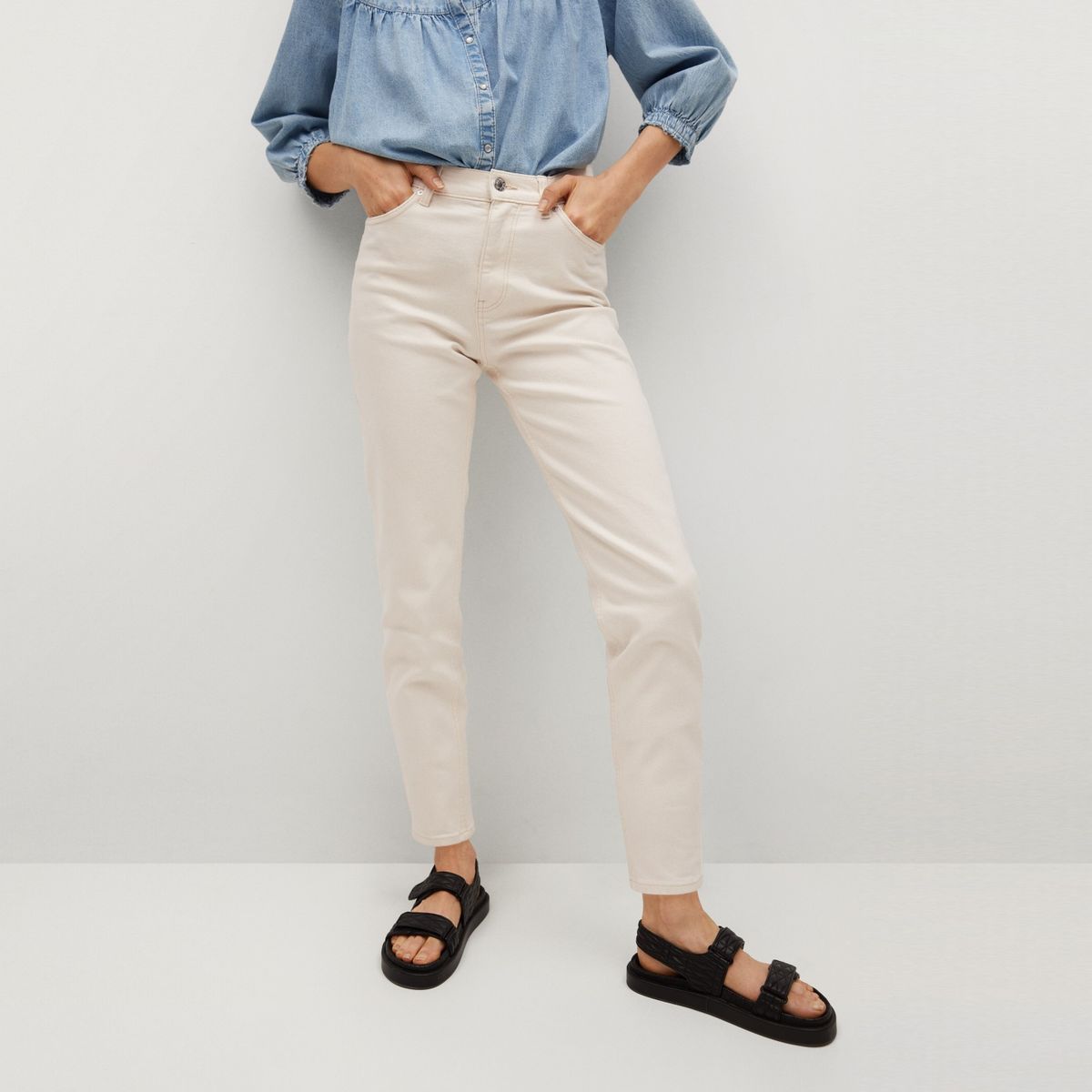 MANGO - Jeans Mom Newmom Tiro Alto Mango