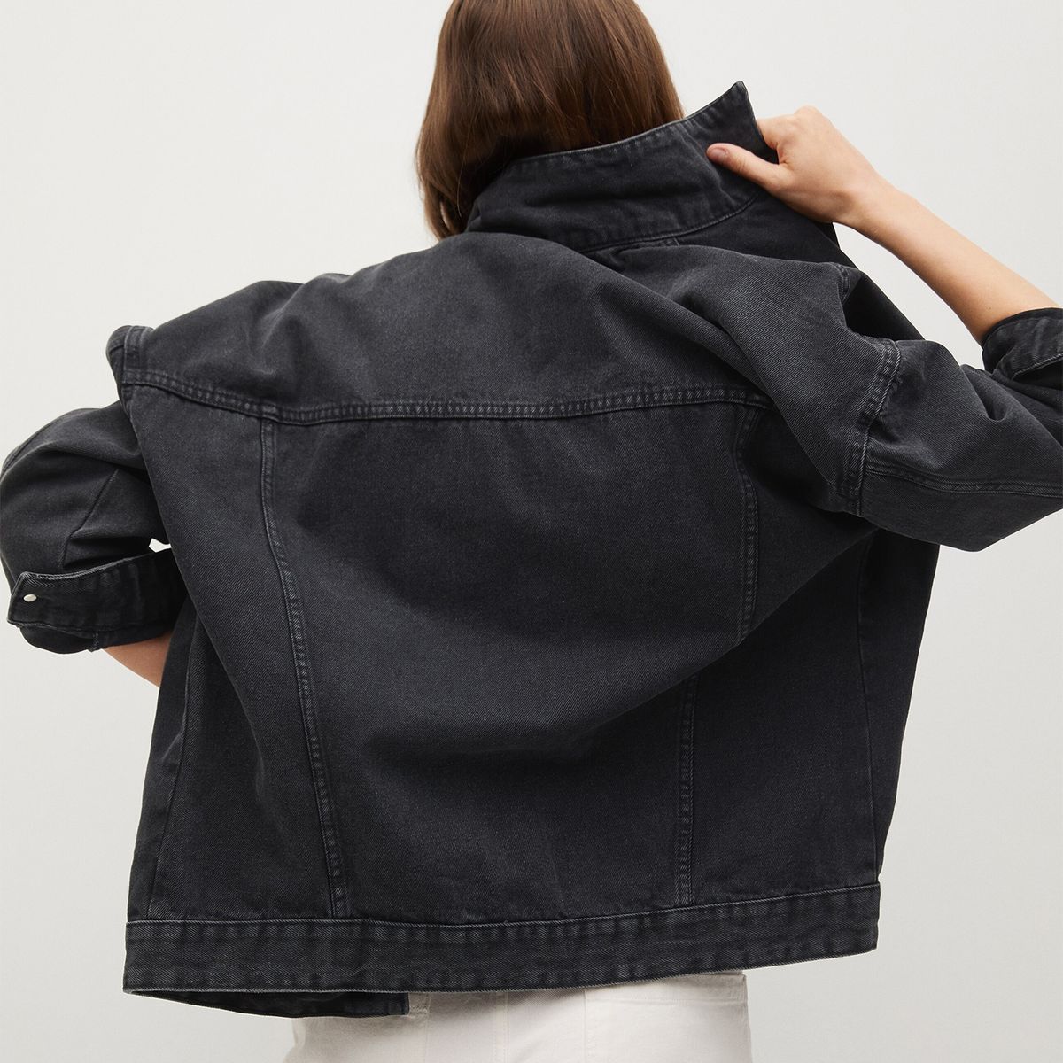 MANGO - Chaqueta Denim Oversize Larga Algodón Sustentable Mujer