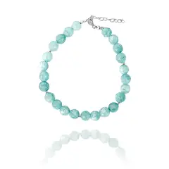 COGGIOLA - Pulsera Jade Azul Facetado 6mm Plata Fina 925