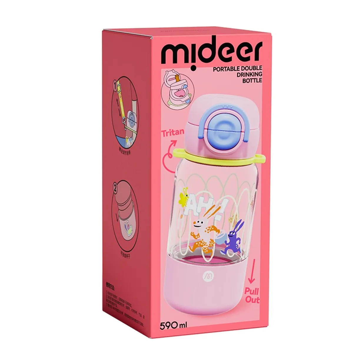MIDEER - Botella Portátil Doble Mideer 590 ml – 4 Formas de Beber