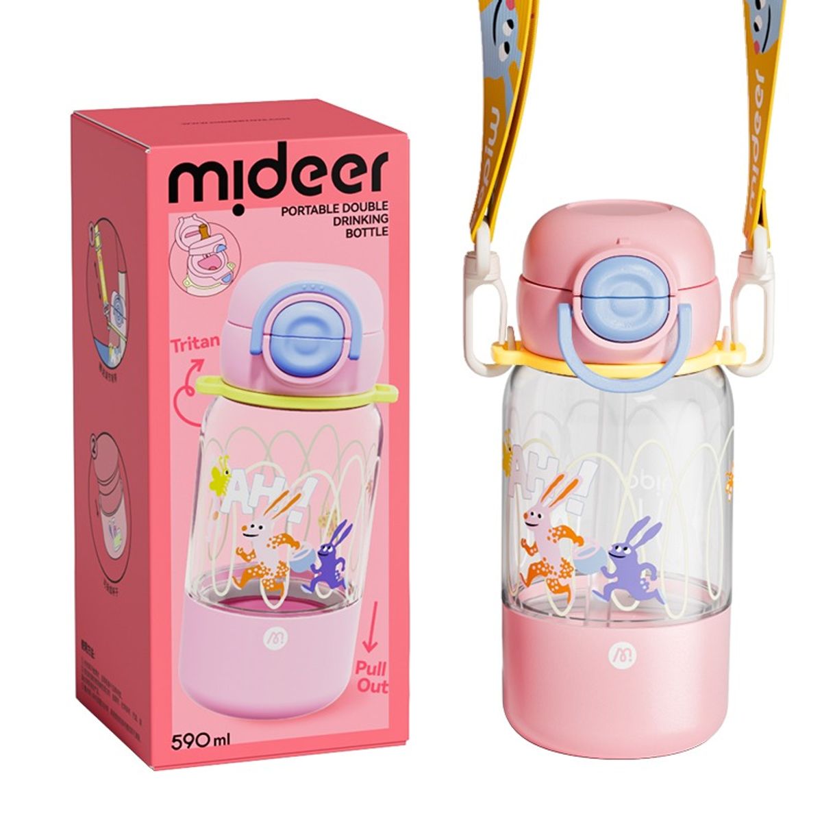 MIDEER - Botella Portátil Doble Mideer 590 ml – 4 Formas de Beber