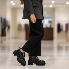 POZATINI - Zapatón de Charol Negro Zapatos negros brillantes plataforma