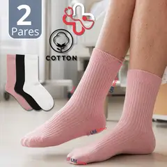 UTILISIMO - Pack 2 Pares Calcetines Diabéticos Mujer Algodón Suave Colores Surtidos Protección