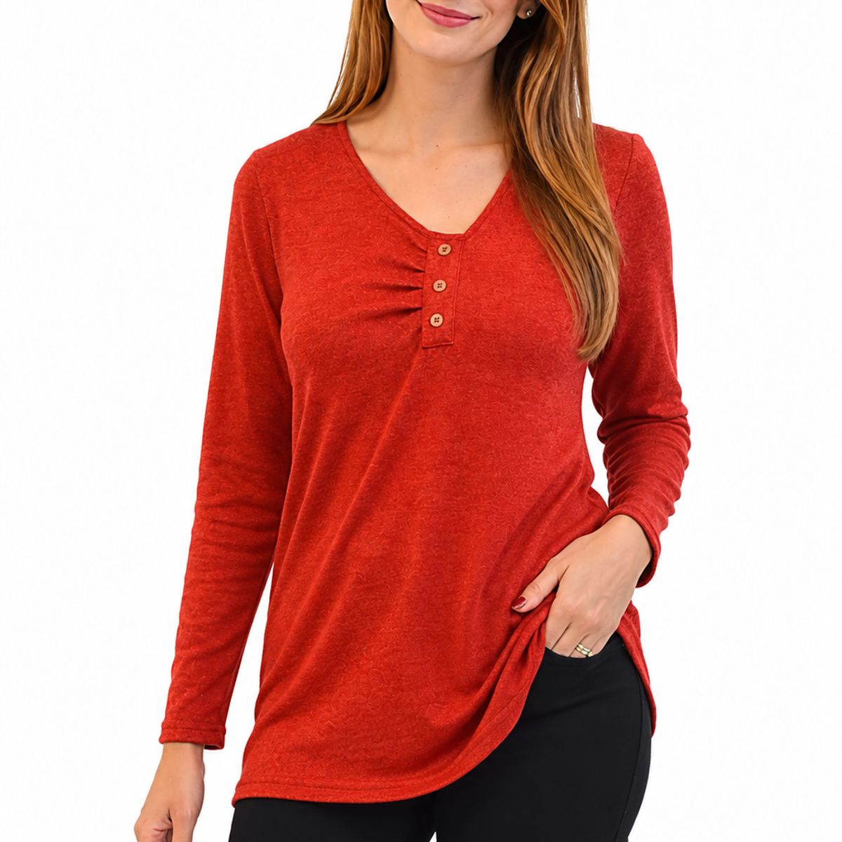 MAGENTA WOMAN - Polera 11 Lanilla Lisa Roja