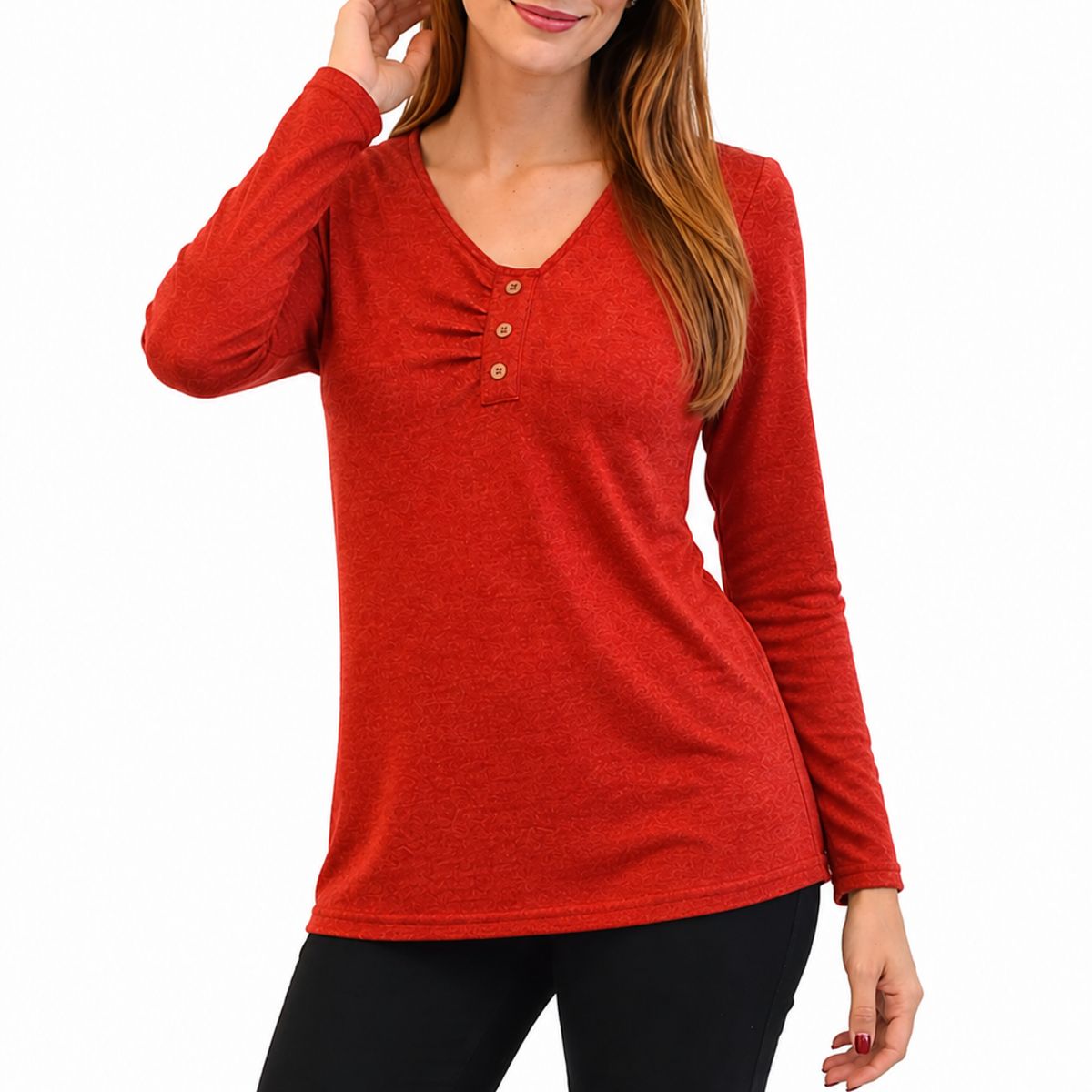 MAGENTA WOMAN - Polera 11 Lanilla Lisa Roja