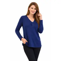 MAGENTA WOMAN - Polera 11 Lanilla Lisa Azul