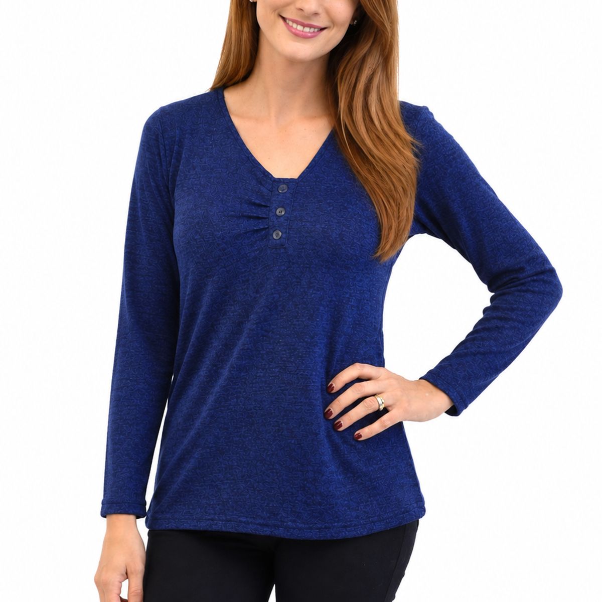 MAGENTA WOMAN - Polera 11 Lanilla Lisa Azul