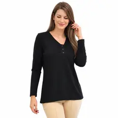 MAGENTA WOMAN - Polera 11 Lanilla Lisa Negra