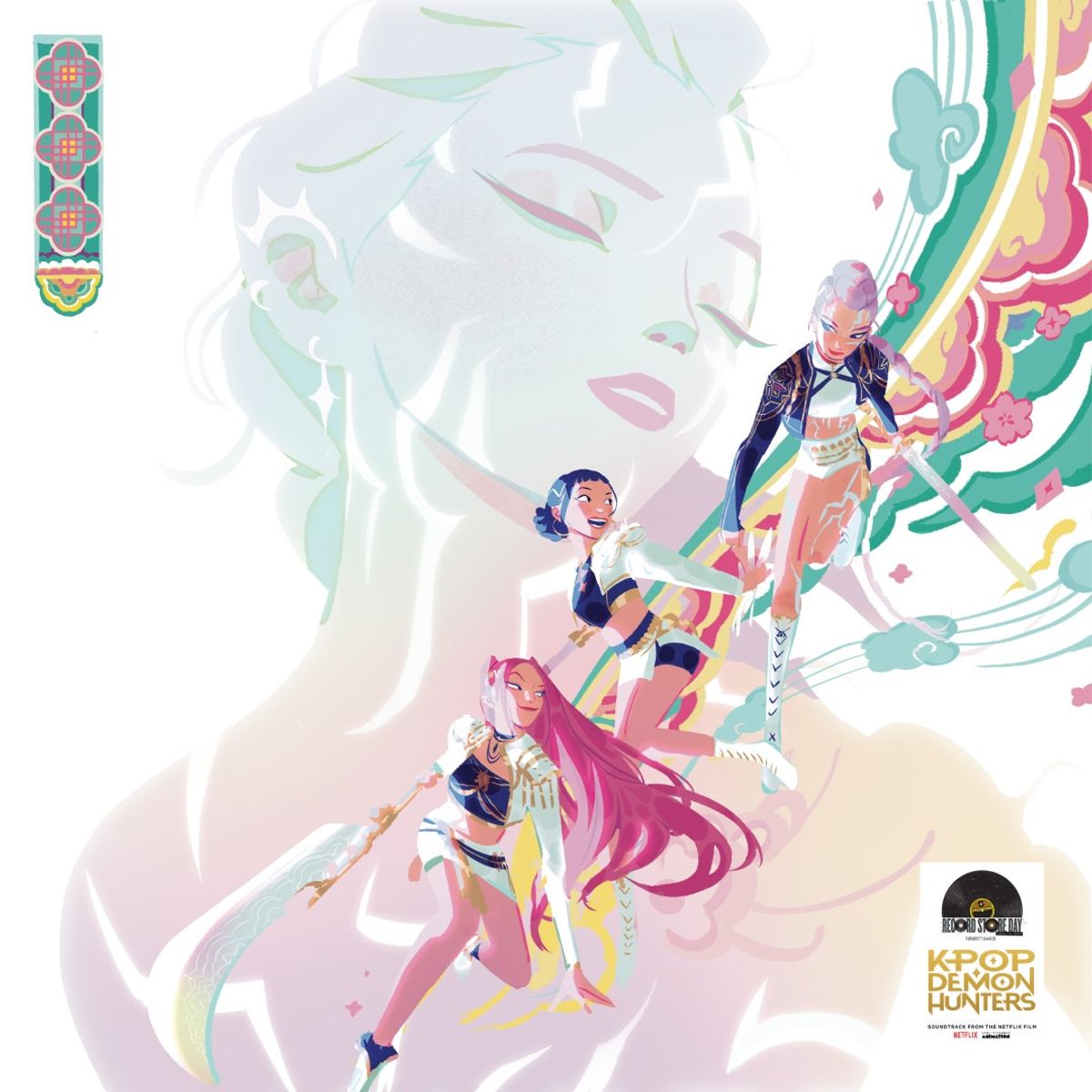 KPOP DEMON HUNTERS - Various - KPop Demon Hunters Soundtrack - HUNTRX Edition - Vinilo Black With Pink & Cyan Swirl
