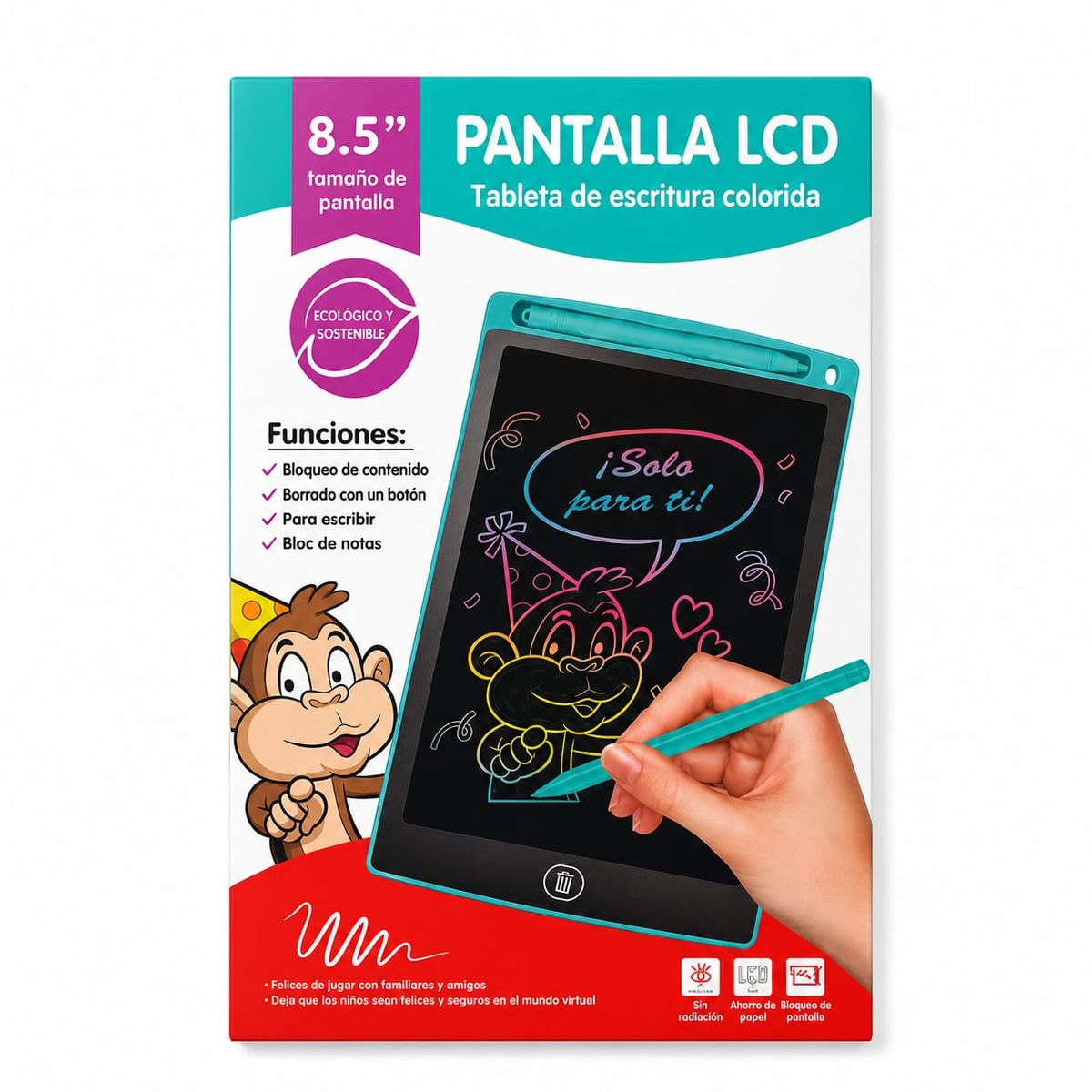 GENERICO - Tablet LCD Infantil 8.5” Para Dibujar y Escribir