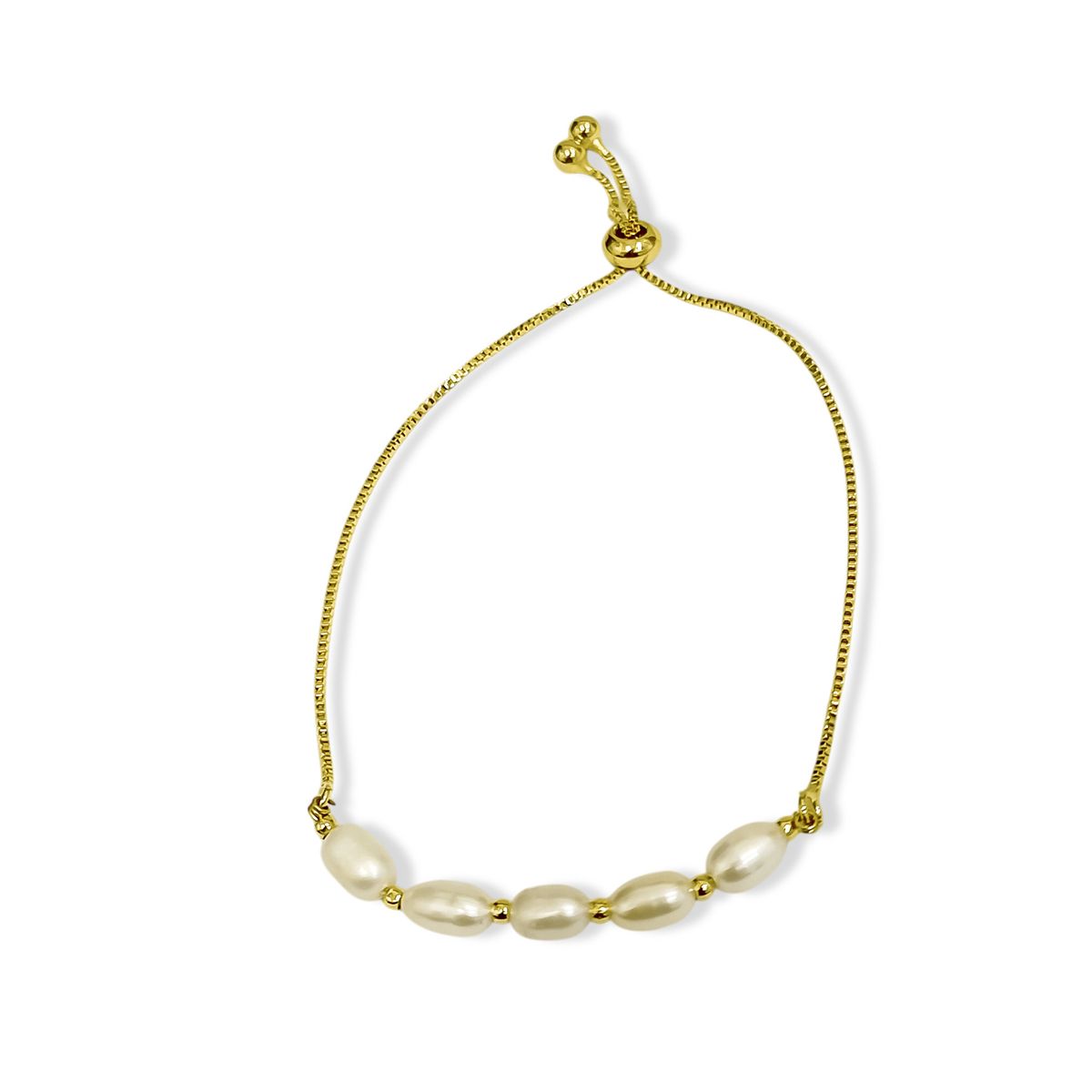 COGGIOLA - Pulsera Perla De Río Veneciana Enchapado Oro 18K Adaptable